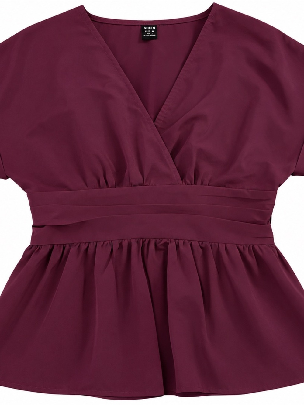 SHEIN Wine Burgundy V-Neck Blouse